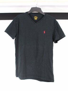 Polo Ralph Lauren Black V Neck T Shirt Small Red Pony Classic